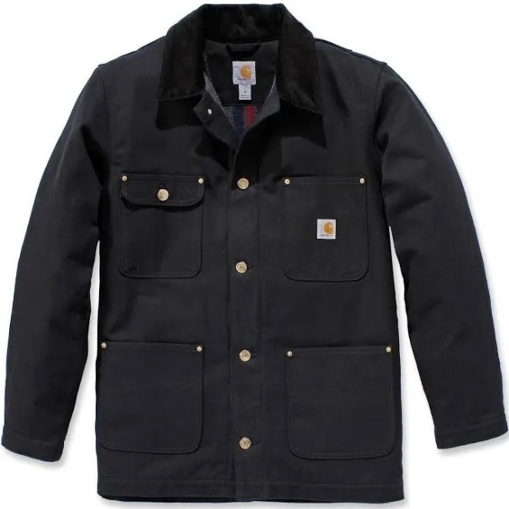 Carhartt Duck Canvas Chore Coat, Blanket Lined, Black, Small (fits like Med)